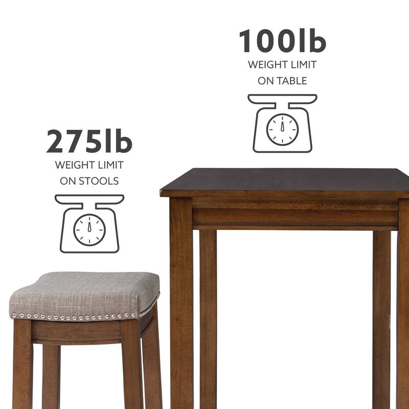 3-Piece Counter Table and Stools - 47.25" - Brown and Beige