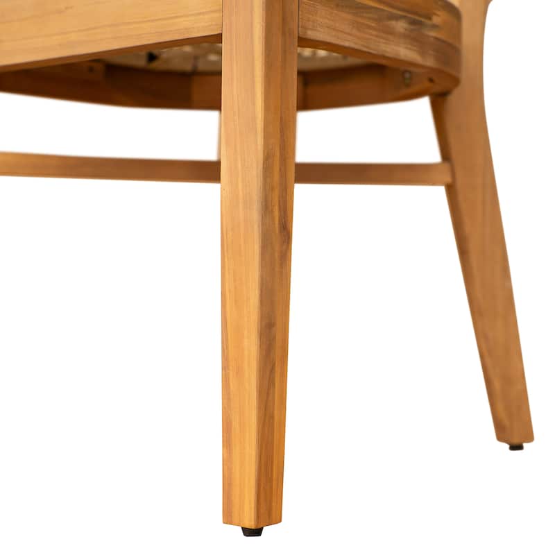 Christopher Knight Home - Eudoxia Patio Acacia Wood and Plastic Rattan Dining Chair（Set of 2）