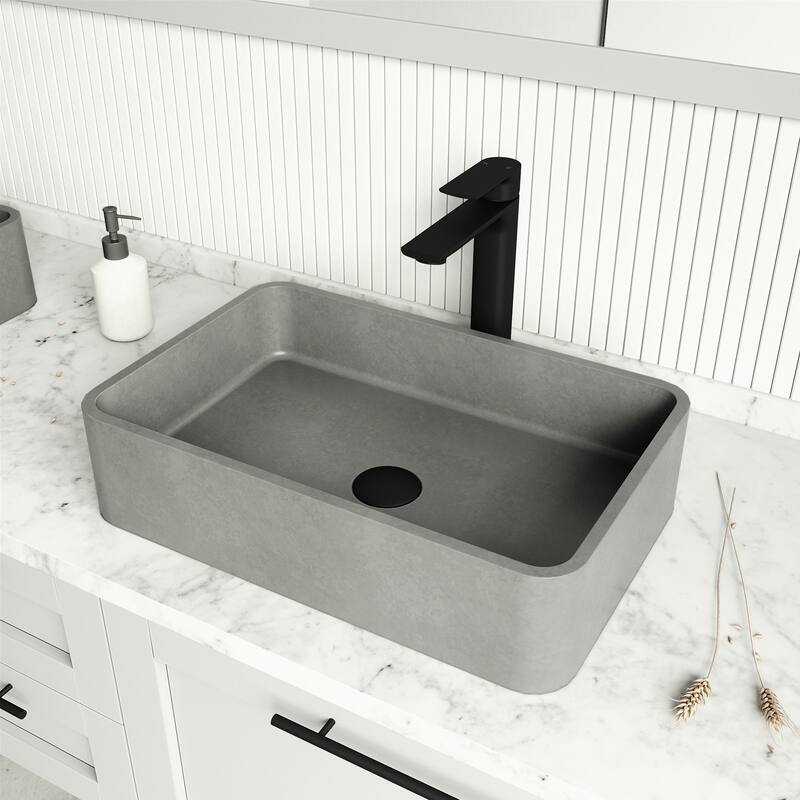 Vigo Concreto Stone 19-11/16" Rectangular Concreto Stone Vessel