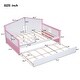 preview thumbnail 3 of 7, Full size Wooden Daybed with Trundle and Sensor Light, Pink