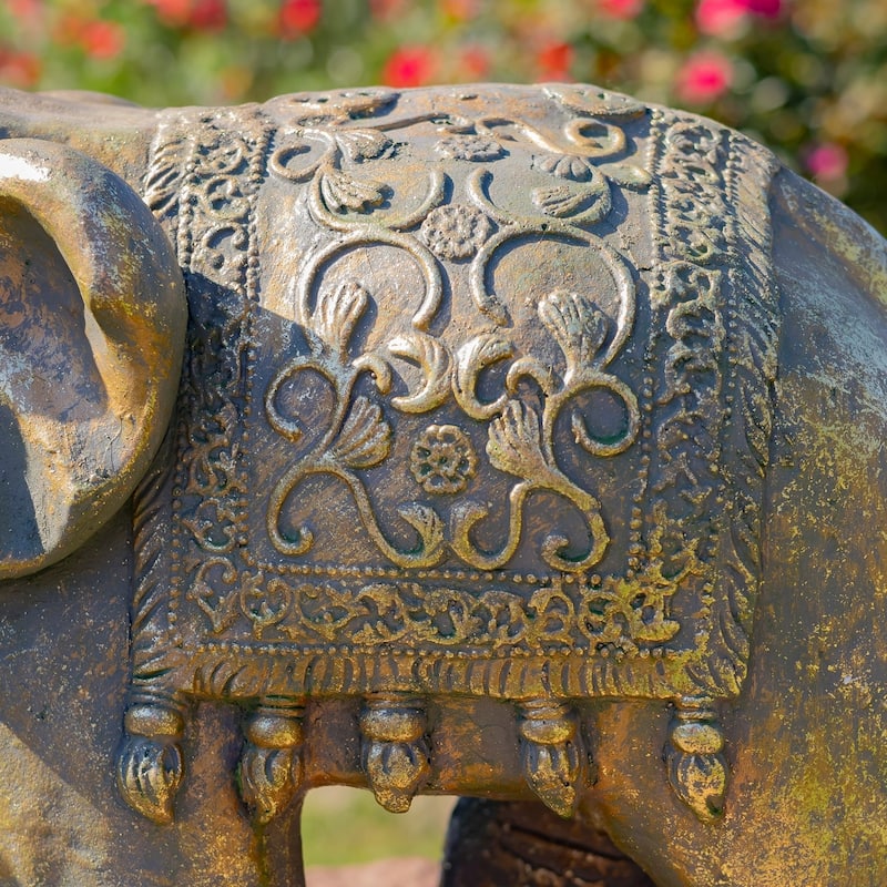 Boho Elephant Statue - 25.2"x10.6"x15.7"