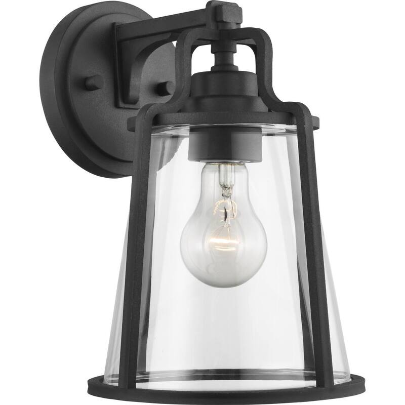 Benton Harbor 1-Light Black Industrial Outdoor Wall Lantern Light - 11.020" x 13.780" x 11.420"