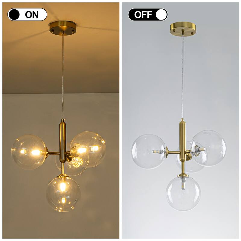 Starsky 4-Light Modern Sputnik Sphere Clear Glass Bubble Chandelier