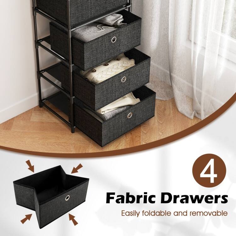 Storage Cabinet with Drawers, MDF and Metal Frame Anti-Tipping Kits and Versatile Use