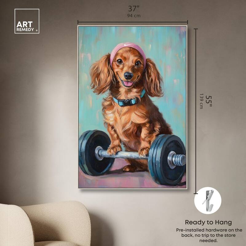 Cute Doxxie Work Out Canvas by Art Remedy