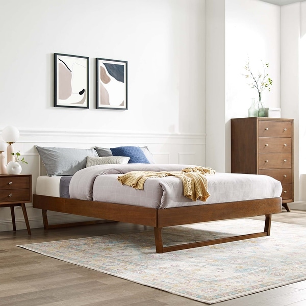 ビリービーブラウン Billie Full Wood Platform Bed Frame - On Sale - Bed Bath