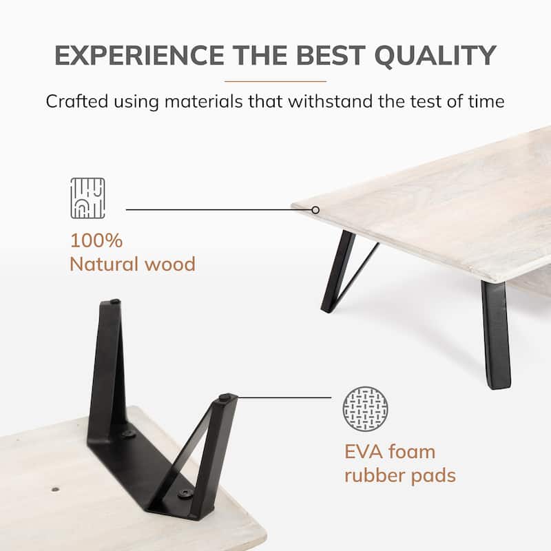 Jani Wood Monitor Stand Riser Desk - Ergonomic Design Stand, Desktop Organizer Table for Home, Office Workspace, Gaming Desk