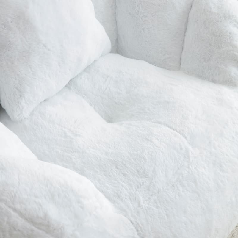 Giant Bean Bag Chair Withfootstool, Oversized Bean Bag For Adults And Kids, Faux Fur Shell-Shaped Large Chair With Filler