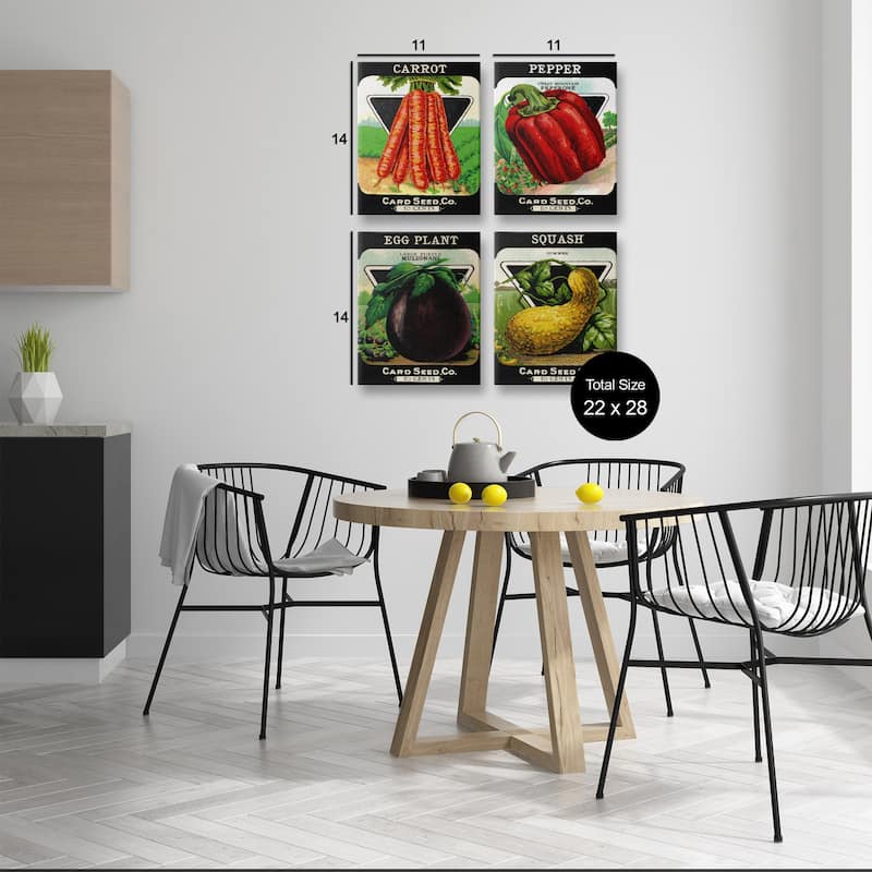 Stupell Vintage Farm Garden Vegetables Canvas Wall Art Design By Lil' Rue (Set of 4)