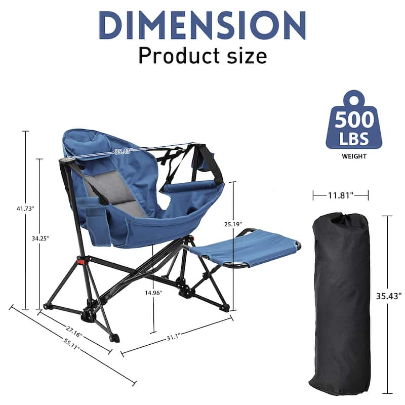 Hammock Camping Chair with Footrest, Outside Foldable Portable Rocking Chairs