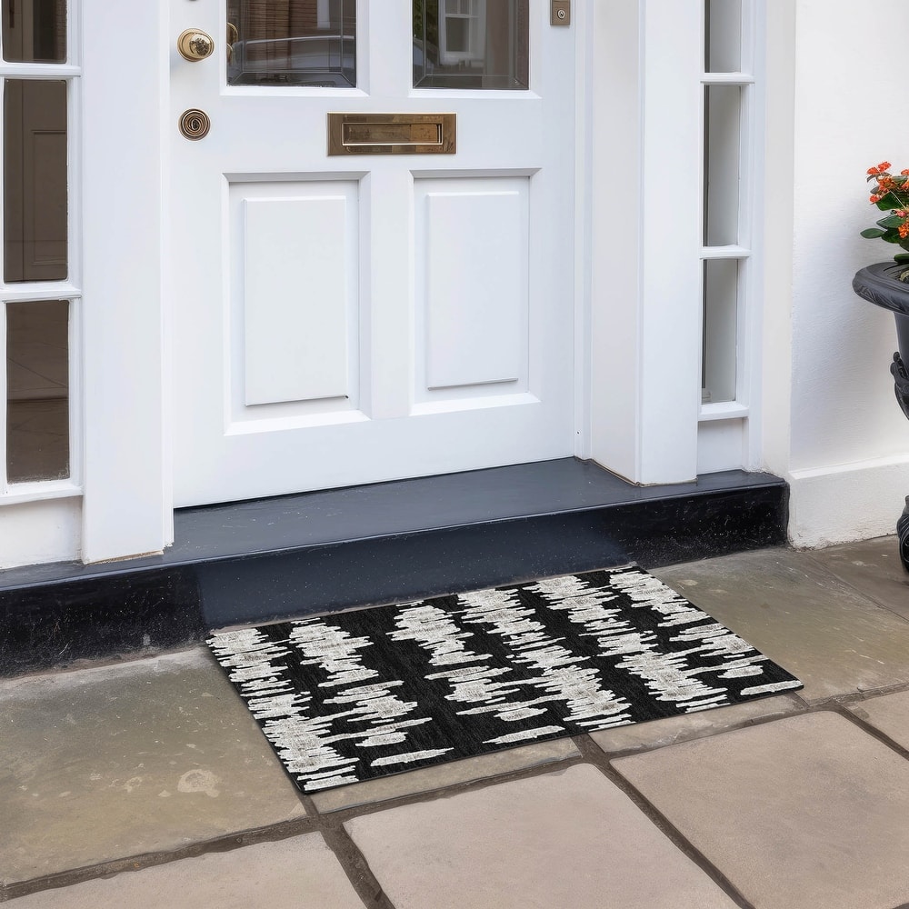 Machine Washable Indoor/ Outdoor Chantille Abstract Contemporary Rug