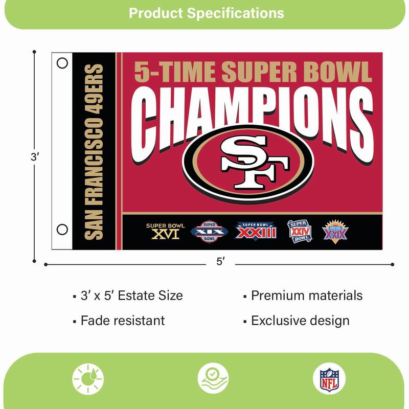 San Francisco 49ers Single Sided Flag w/ 2 Grommets, 3'x5'