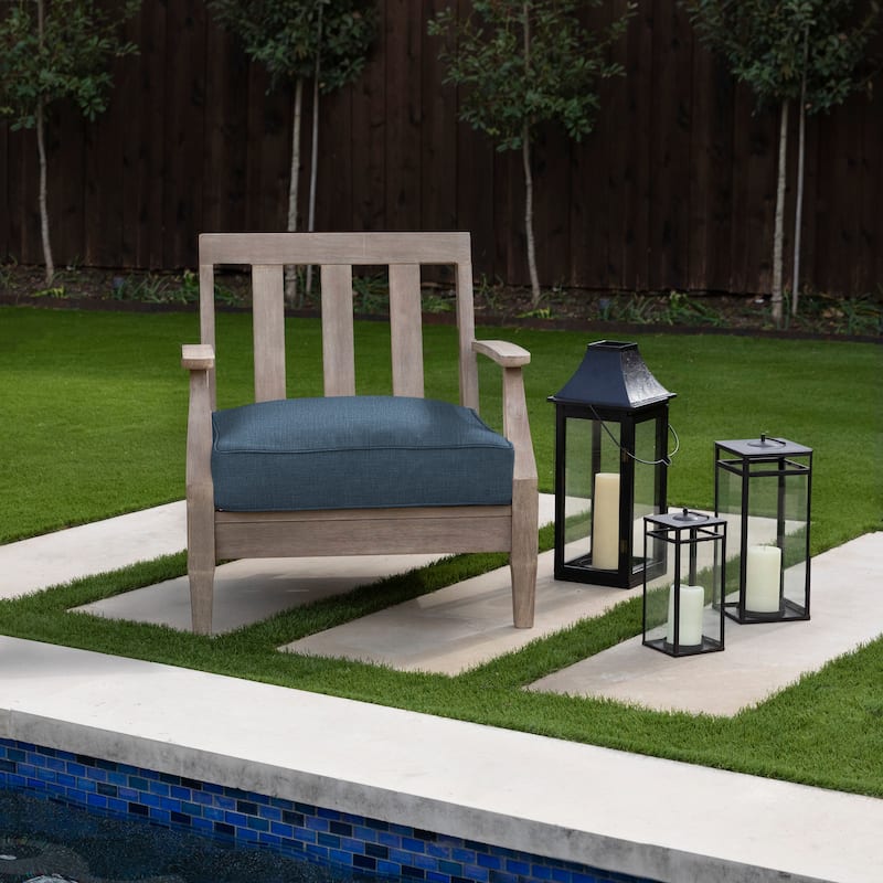 Sorra Home Indoor/Outdoor Solid Deep Seating Corded Cushion - 25 x 25 x 5 Cushion Corded - Pacific