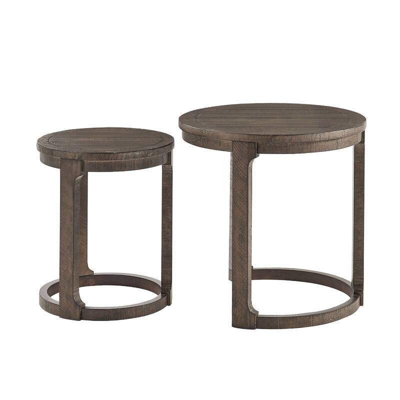 Set of 2 Coffee Table Side Table for Living Room, Dark Brown Sofa Table Nesting Table End Table Nightstand