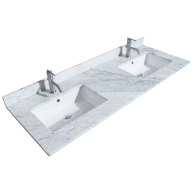 Wyndham Collection 60" Double Vanity Top with Undermount Rectangular - White Carrara Marble - Painted
