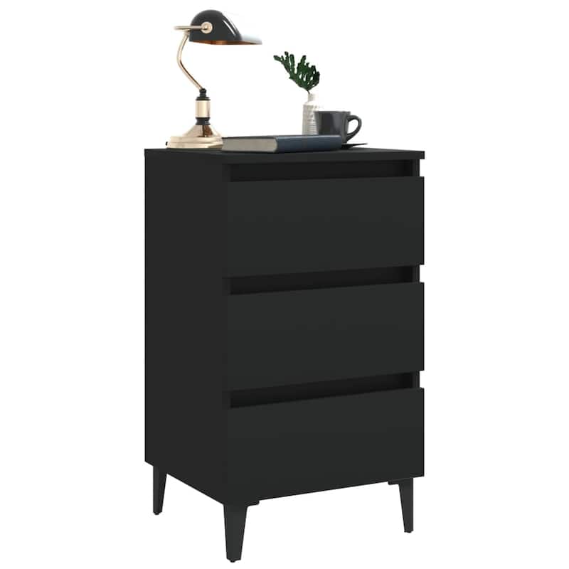 vidaXL Bed Cabinet Black Engineered wood, Metal Compact Bed Cabinet