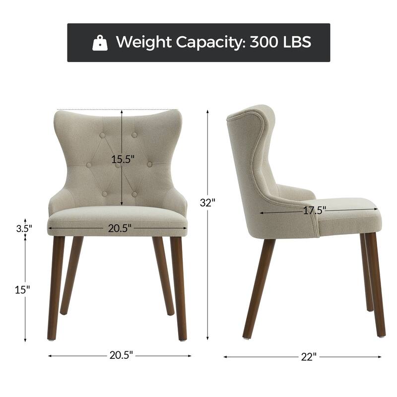 Pedro Mid-century Modern Dining Chair with Solid Wood Legs Set of 2 by HULALA HOME