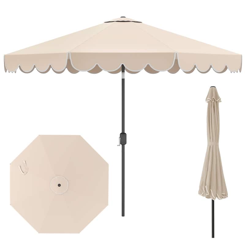 10 Ft Sun Shade Umbrella with Fade-Resistant Polyester Canopy and Easy Tilt Push Button Feature