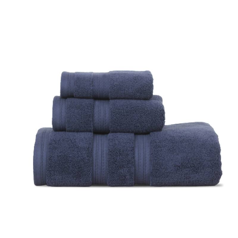 Home Weavers Elegance Essentials 550GSM Cotton Zero Twist Super Absorbent Bath Towel Set of 3 - Navy - 27"x54", 16"x24", 13"x13"