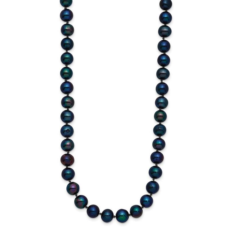 Curata 14k Yellow Gold Pearl clasp 6 6.5mm Black Freshwater Onion Freshwater Cultured Pearl Bracelet 7.5 Inch