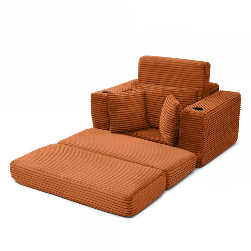 Chaise Lounge Chair for Reading, Living Room & Bedroom - Orange