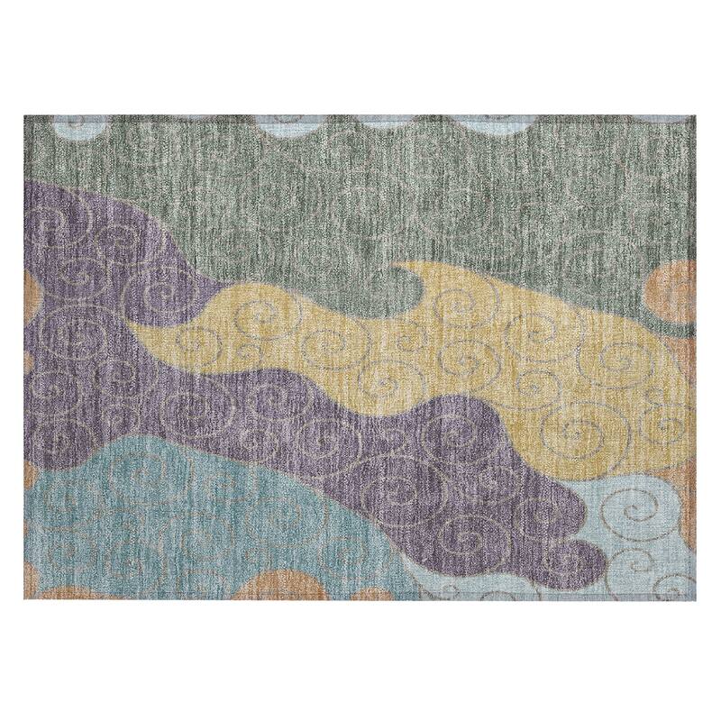 Machine Washable Indoor/ Outdoor Swirly Chantille Rug