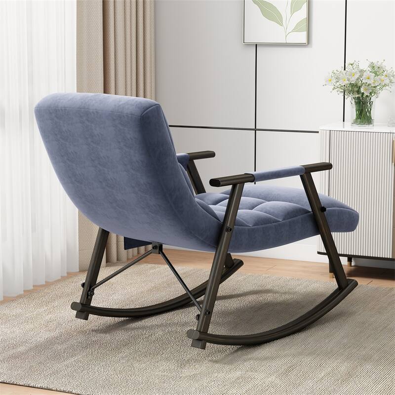 Folding Rocking Upholstered Chair with Adjustable Back and Footrest