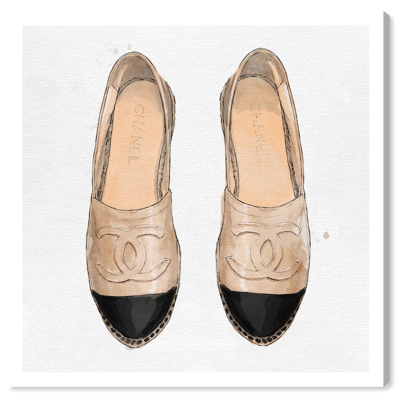 Wynwood Studio Prints Fashion and Glam Lady Slippers Brown and Tan Modern & Contemporary Wall Art Canvas Print