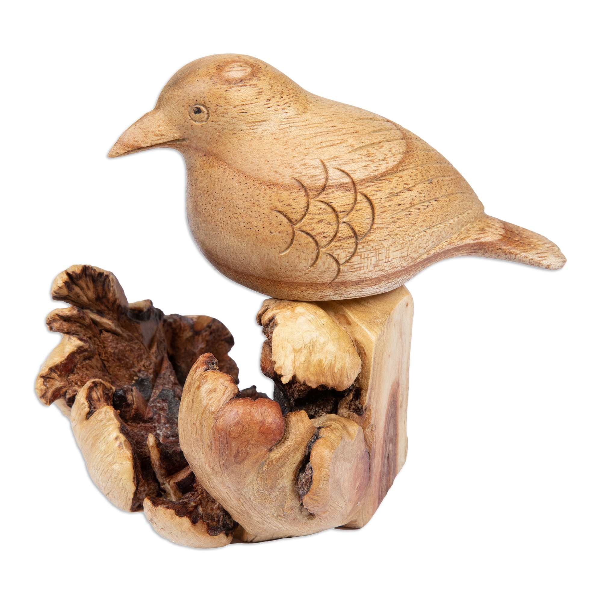 Novica Handmade Single Sparrow Wood Sculpture