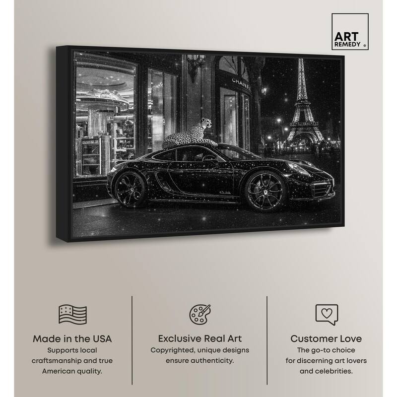 Glistening Cheetah and Car Canvas by Art Remedy