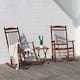 VEIKOUS Wood 3-piece Outdoor Rocking Chair and Folding Table Set - Natural