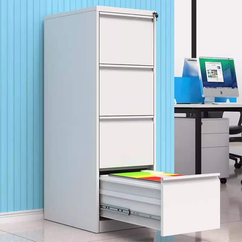Modern Filing Cabinet Metal File Cabinet File Storage Cabinet with 4 Drawers and lock for Home Office, White