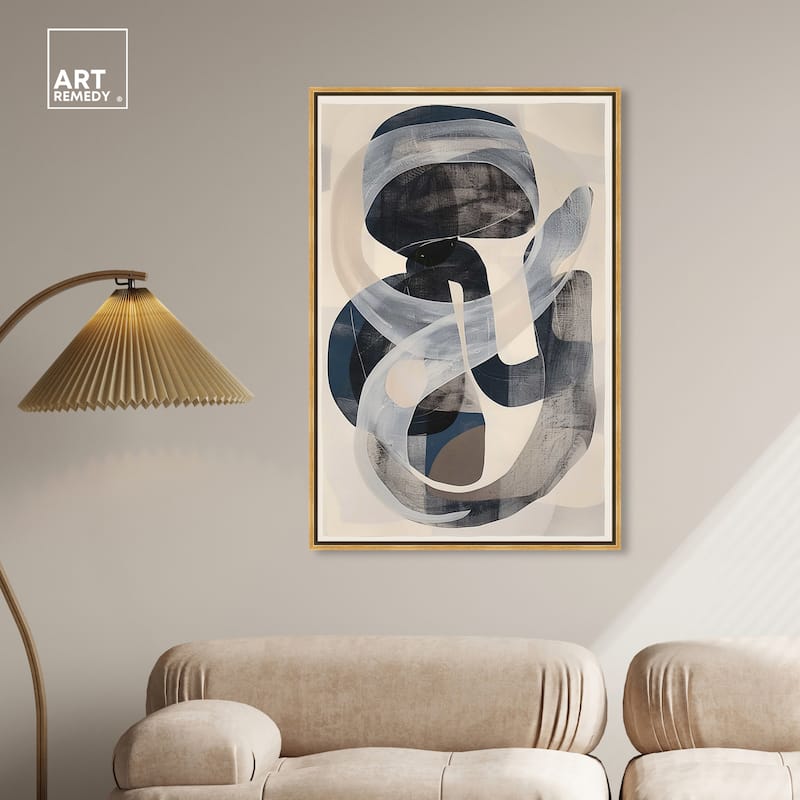 Art Remedy Slither Framed Abstract Shapes 1 Piece Canvas Wall Art