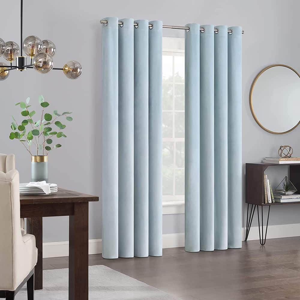 Eclipse Allira Velvet Room Darkening Grommet Noise Reduction Curtains (2 Panels)