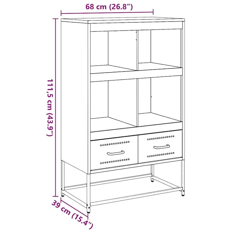 vidaXL Highboard Display Cabinet Sideboard Cupboard Furniture Cold-rolled Steel - 27.0 x 26.8 x 43.9