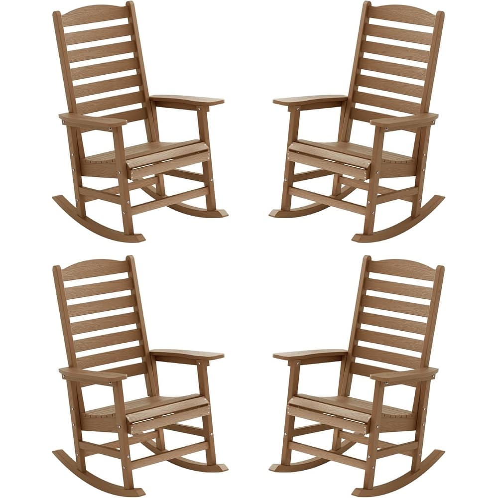 WINSOON All Weather HIPS Outdoor Rocking Chair with Curved Backrest