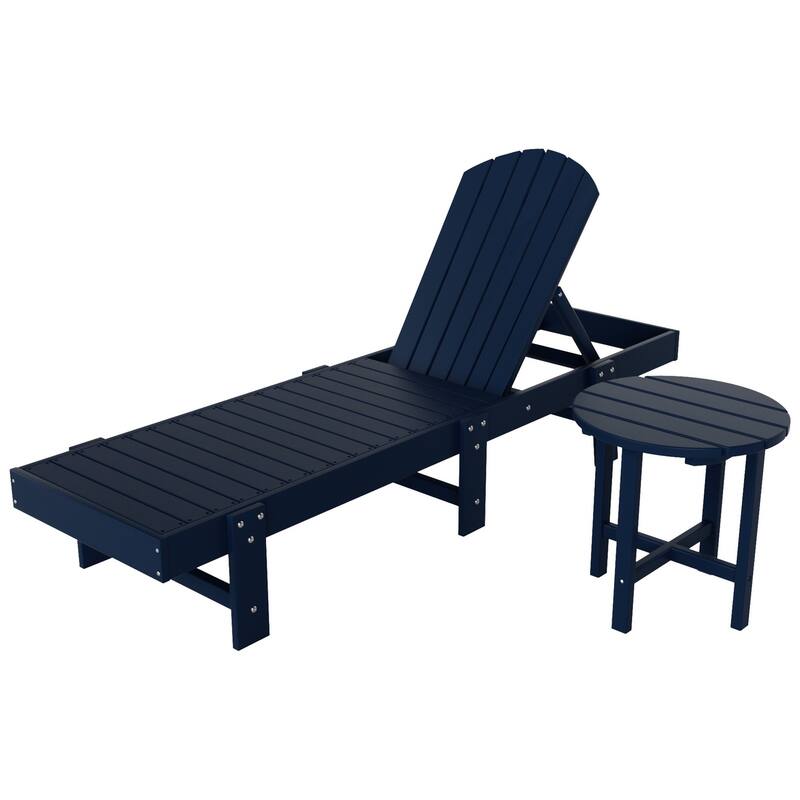 Polytrends Altura Poly Eco-Friendly All Weather Reclining Chaise Lounge with Arms & Side Table (2 Piece Set)
