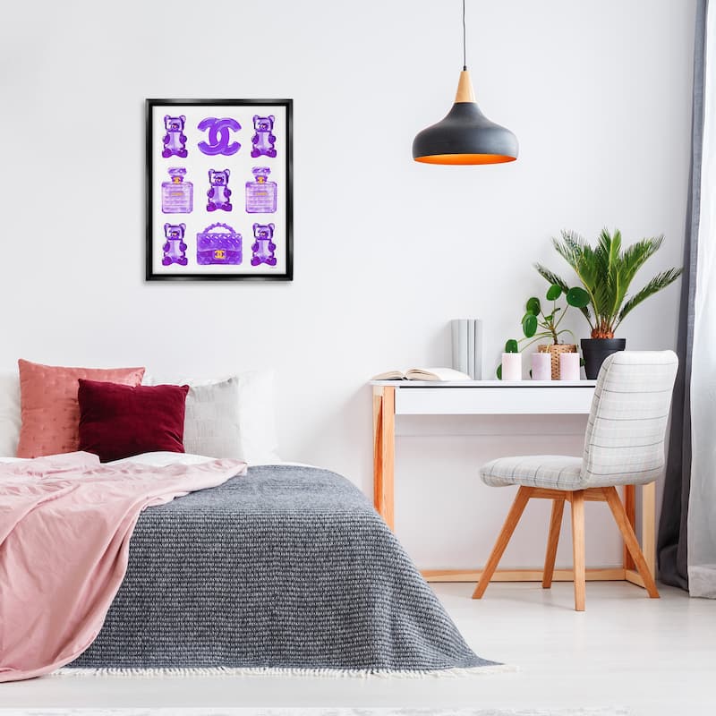 Stupell Purple Glam Gummy Candy Framed Floater Canvas Wall Art Design by Amanda Greenwood