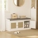 preview thumbnail 11 of 16, HOMCOM Shoe Bench with Woven Rattan Doors, Shoe Storage Bench with Cushion, Adjustable Shelves, Boho Style Entryway Bench