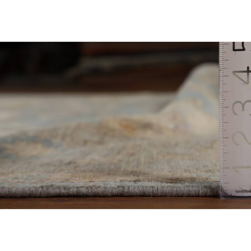 Hand Knotted Oriental 100% Wool Carpet Transitional Floral Navy Blue & Blues Oushak Area Rug - 9' 8'' X 8' 7''