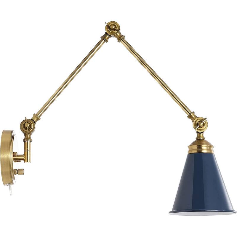 WINGBO 1-Light Vintage Adjustable Swing Arm Wall Sconce with Shade