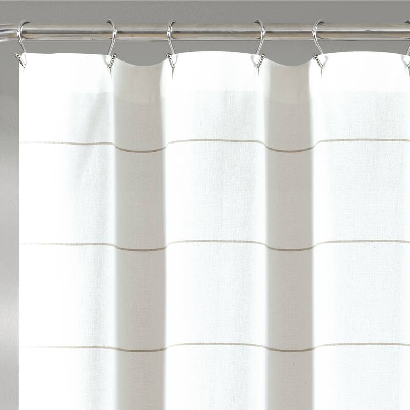 Lush Decor Stripe Yarn Dyed Tassel Fringe Woven Cotton Shower Curtain