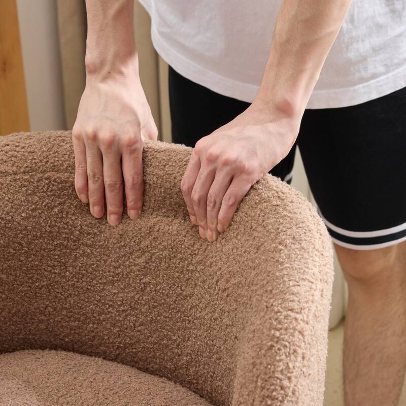 Teddy Swivel Chair Adjustable Rolling Office Desk Chair with Wheels and Support for Living Room - N/A