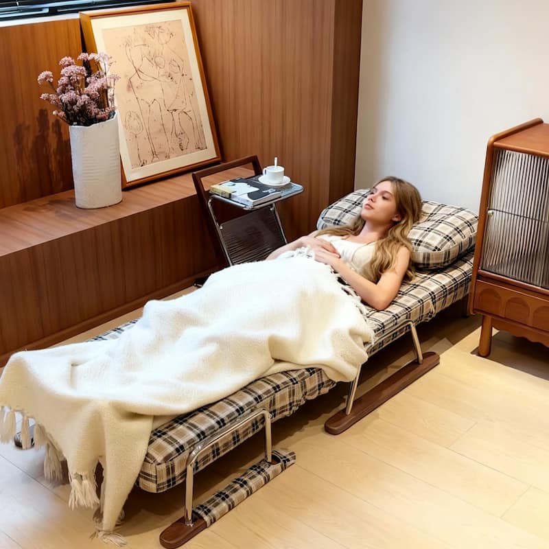 JASIWAY Checkered 4-in-1 Sleeper Sofa Chair Bed for Small Spaces