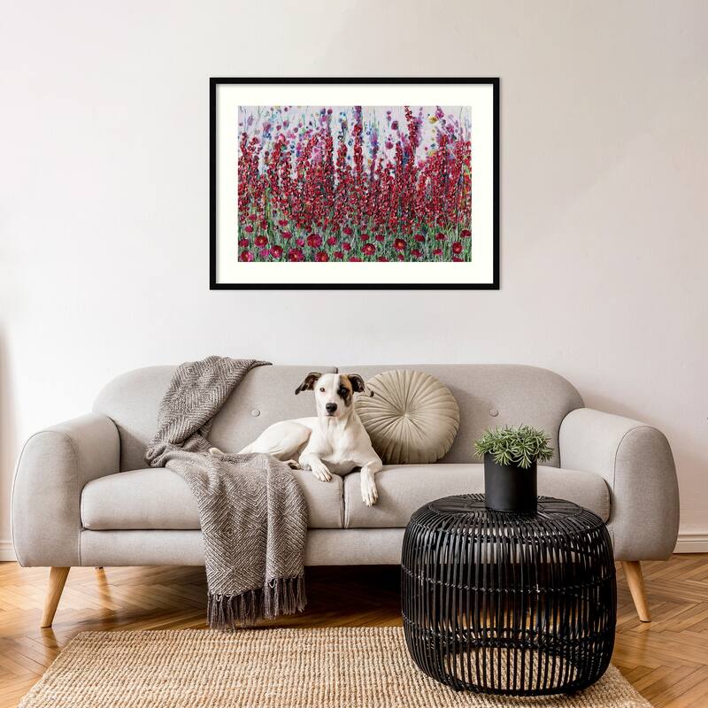 Light Pink Garden by Donatella Marraoni Wood Framed Wall Art Print - Svelte Noir Black