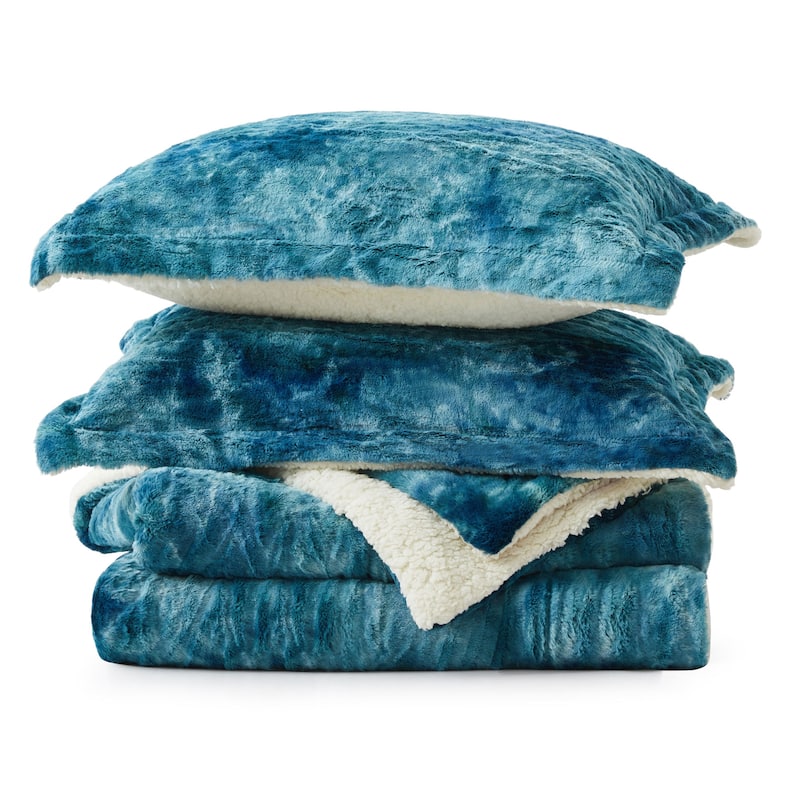 3-Piece Reversible Plush Sherpa Down Alternative Comforter Set