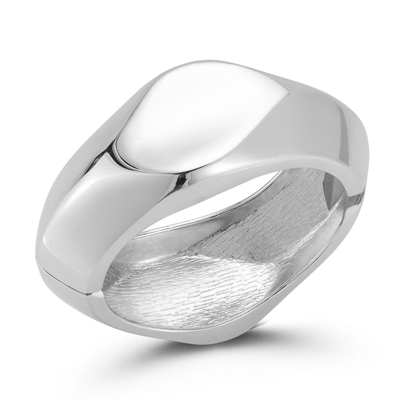 Chloe & Madison Bold Wavy Bangle Bracelet - Silver