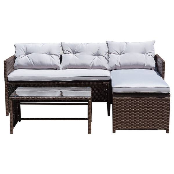 Shop Costway 3pc Outdoor Patio Sofa Set Rattan Wicker Deck Couch