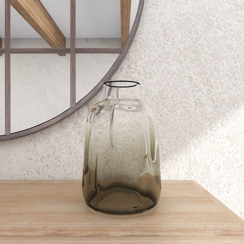 Tempered Glass Transparent Decorative Vase with Bubble Texture - Gray - Roche River Decor