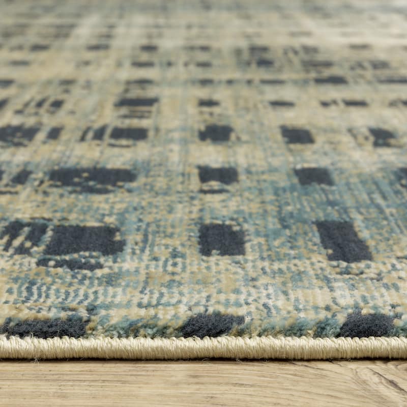 Style Haven Raphael Abstract Etchings Beige/ Blue Mixed Pile Area Rug